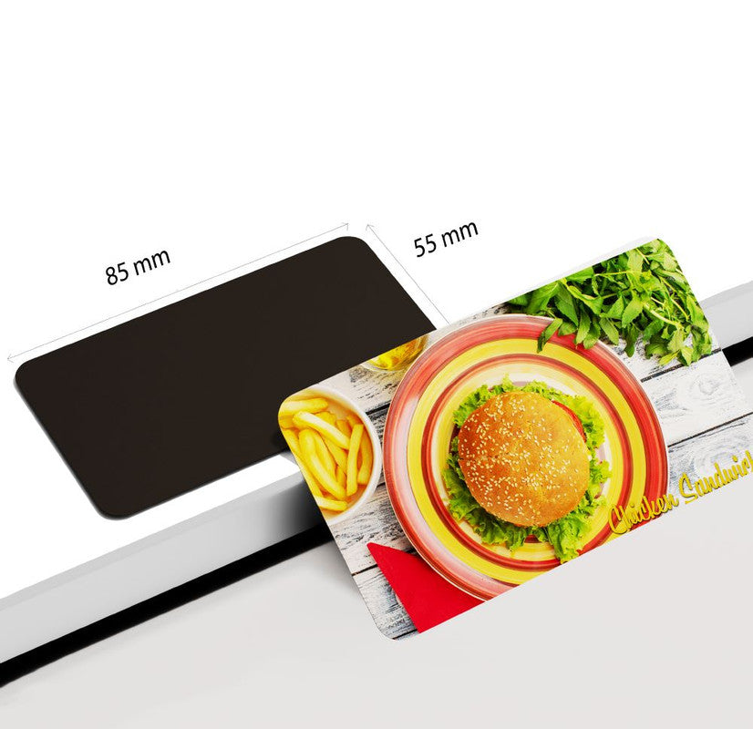 dhcrafts Rectangular Rubber Fridge Magnet Multicolor Food Burger D4 Rectangular Design Pack of 1 (8.6cm x 5.4cm)